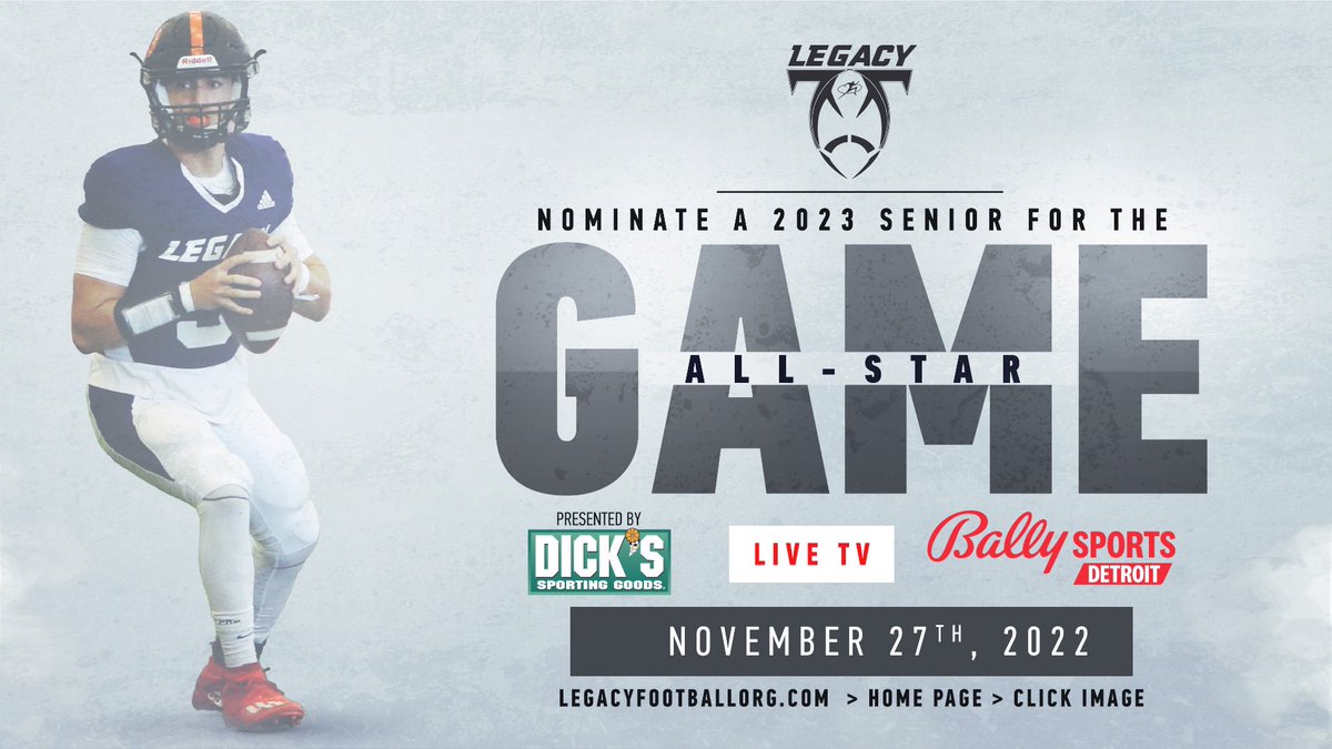 LegacyMI_FBall's tweet photo. Legacy Senior All Star Game live on @BallySportsDET hosted @Legacy_CenterMI! Nominations at https://t.co/ERuQQK6OG4 https://t.co/Uhix9EFZQy