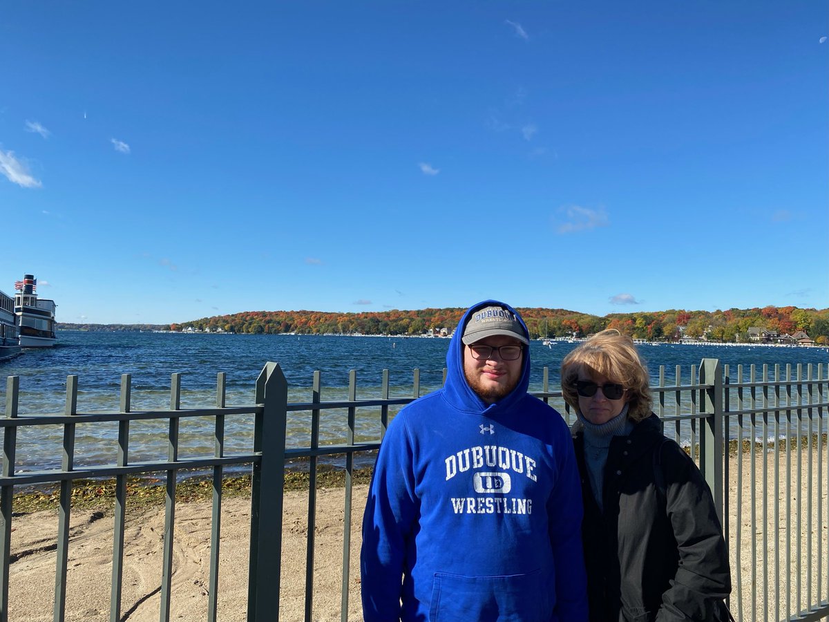 Heston2001's tweet photo. Jim and I enjoying autumn at Lake Geneva.  Bonus Ryan is home for the weekend. https://t.co/vaRjqyeutA