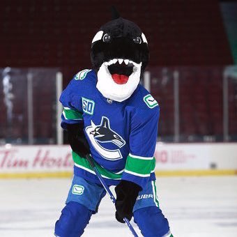 Petey4Hart's tweet photo. The real problem is the Canucks mascot. Dumbass doesn’t even know how to hold a stick. #FuckFin #CancelFin #Finout https://t.co/OZWHFKdWQm
