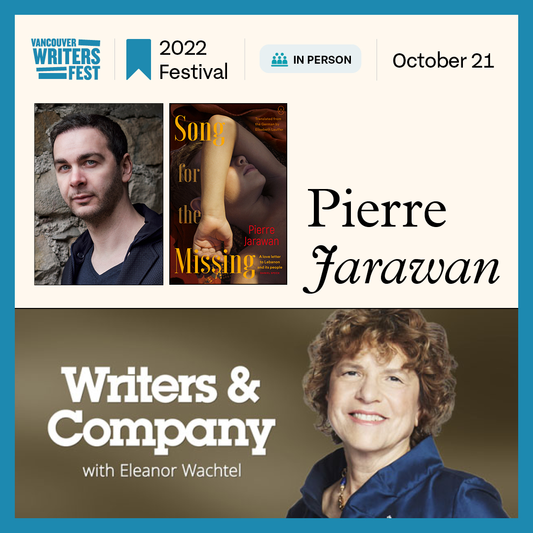 Every year at the VWF, @EleanorWachtel interviews one of world literature’s most exciting voices for @cbcbooks Writers & Company. This year, Lebanese-German author @pierre_jarawan joins us to discuss the mysterious Song for the Missing. writersfest.bc.ca/festival-event…