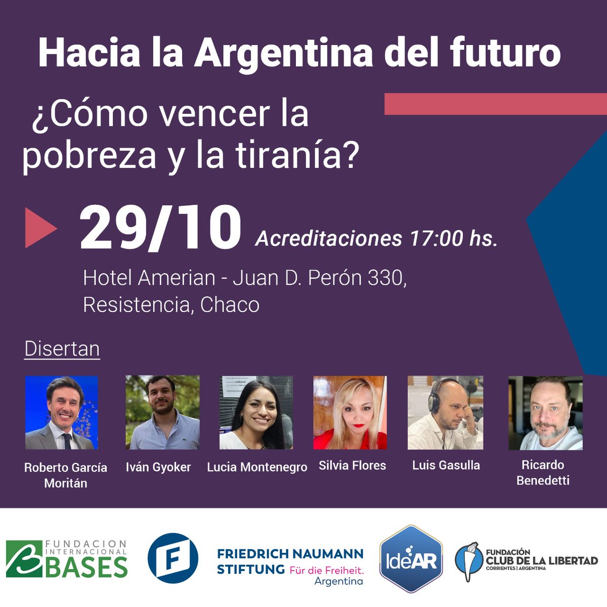 idearg_'s tweet photo. 🇦🇷 HACIA LA ARGENTINA DEL FUTURO ↗️

👉 El sábado 29 de octubre, en nuestro evento contaremos con la presencia de: Roberto García Moritán, Ivan Gyoker, Lucia Montenegro, Silvia Flores, Luis Gasulla y Ricardo Benedetti. 

#HaciaLaArgentinaDelFuturo https://t.co/Cv9gNg9uPx