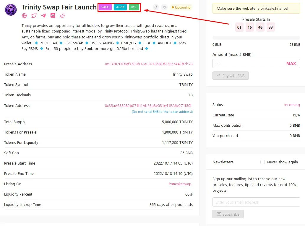 😊 Congrats Trinity Swap for fulfilling the requirements and receiving the #Pinksale #Safu badge. 

🔥 The Safu badge requires a #Pinksale trusted developer to control the contract for the first 14 days.

🚀 Check them out below:    

pinksale.finance/launchpad/0x13…