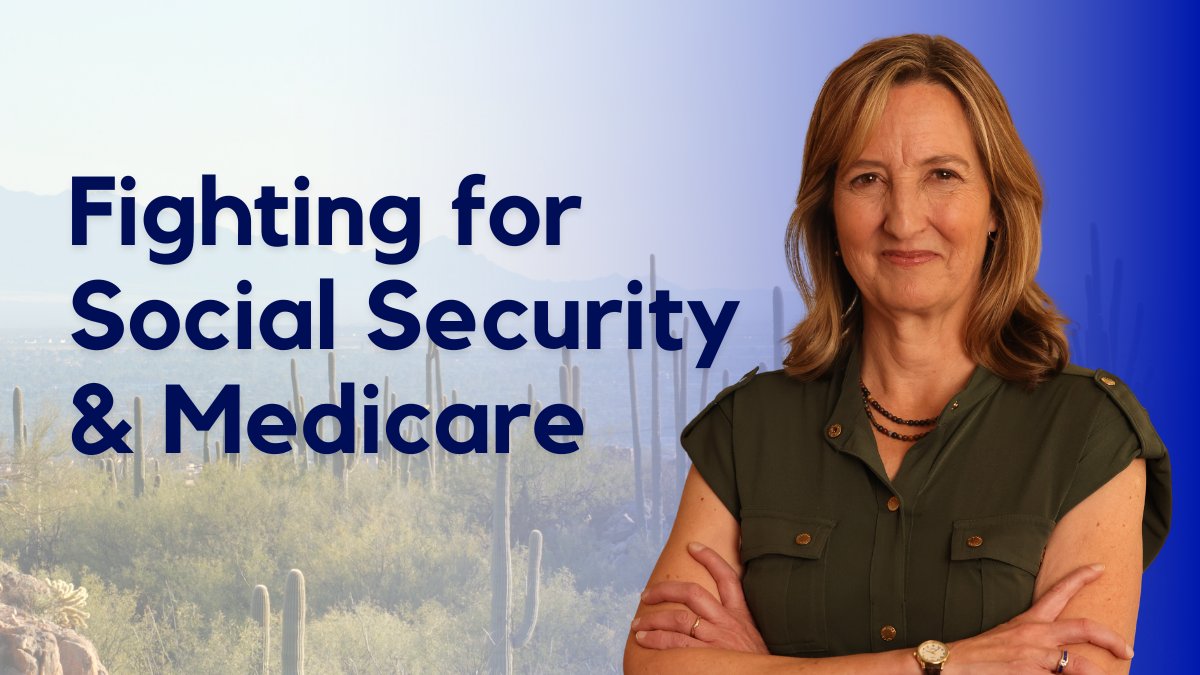EngelForArizona's tweet photo. One of my top priorities in Congress will be to strengthen Social Security and Medicare. These are earned benefits that protect our seniors' health and financial stability — but Republicans continue to attack them. https://t.co/etAo99zEEM
