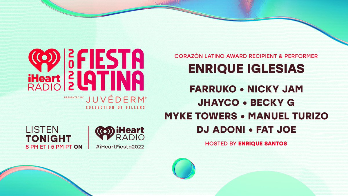 ❤️ The fiesta is going down in Miami tonight! 🥵 Listen to performances from #BeckyG, #NickyJam, #Farruko, &amp; MORE at 8pm ET and dance the night away! 💃🕺 #iHeartFiesta2022 

ihe.art/ITWZCjT