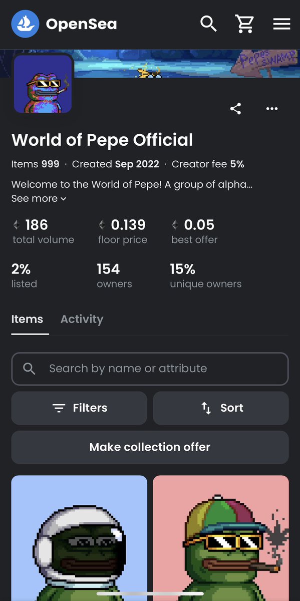 Roll1er's tweet image. Haha!! @WorldofPepeNFT going BRRRRRR!! .066e -&amp;gt; .139e. Nice sweeps going down

Stake em and Bake em for those $FLIES