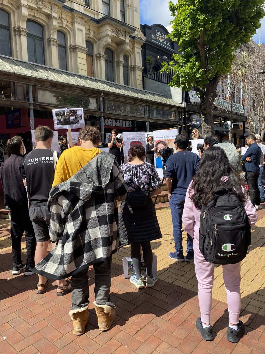 Joe_Looij's tweet photo. Come down to support the women of Iran. We are here til 12:30 #bucketfountain #CubaSt #Wellington #MahsaAmini https://t.co/rKkgMgPQ0o