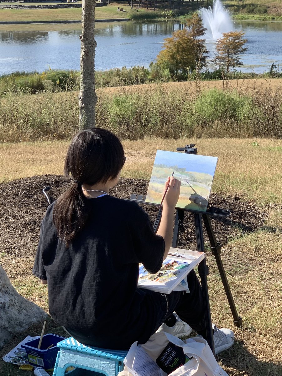 Congratulations Yuki for winning the “Willowfork board favorite” painting at today’s plein air painting contest!! <a href="/MRHSMavericks/">Morton Ranch HS</a> #mavarts