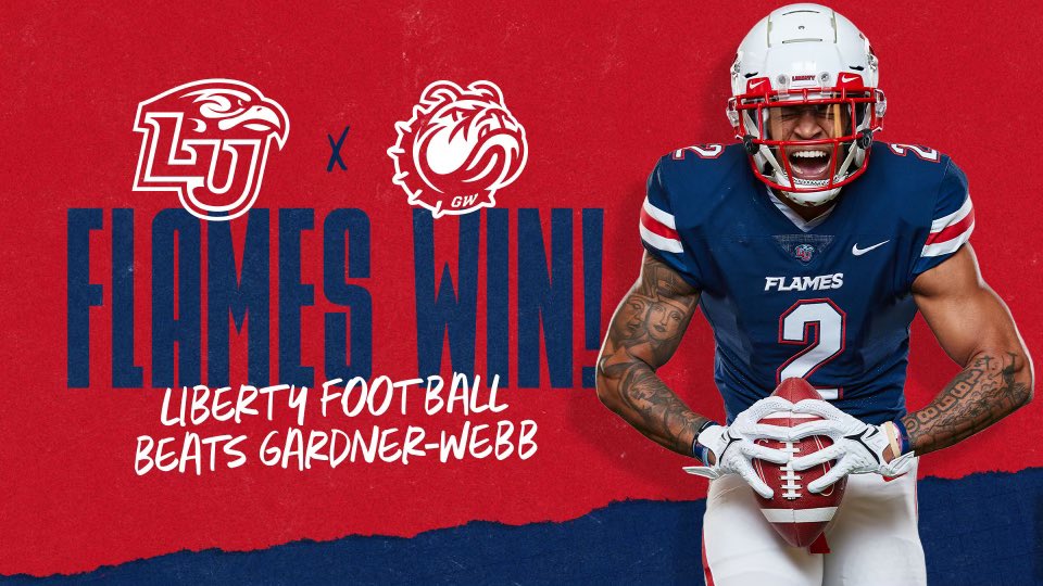LibertyU's tweet photo. Liberty Football defeats Gardner-Webb this Homecoming, 21-20!🎉🔥🏈
#LUHC22 #RiseWithUs #LibertyUniversity https://t.co/wRuNsIs0Y9