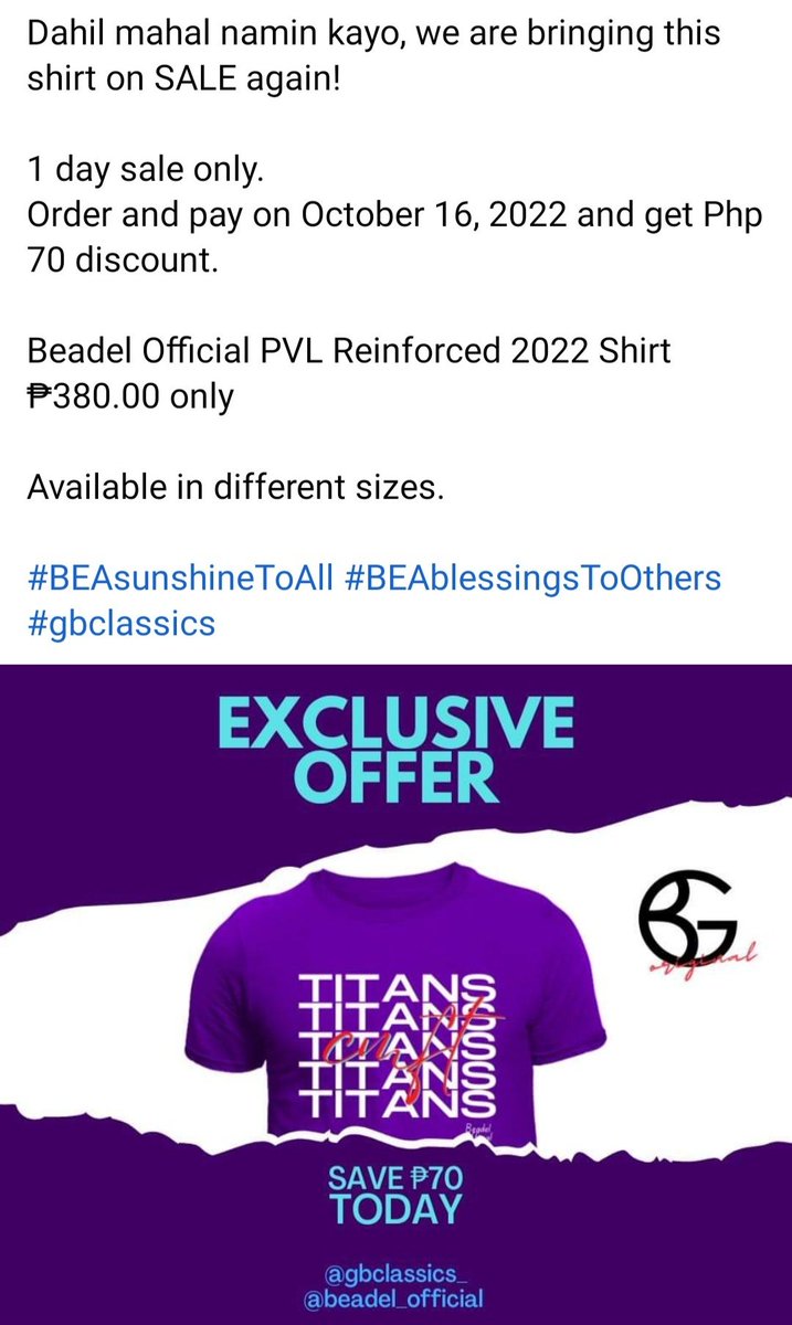 OfficialBeadel's tweet photo. Special offer for you! 💜 https://t.co/Ju6ayaUsXN
