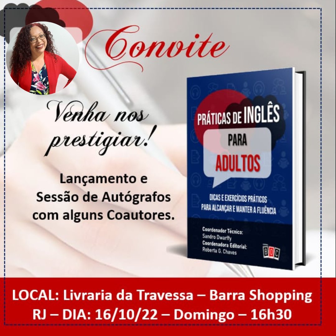 condenglish's tweet photo. Venha nos prestigiar!
Sou uma das coautoras😊
Venha adquirir sua cópia autografada😊 https://t.co/CF5alS6H9q
