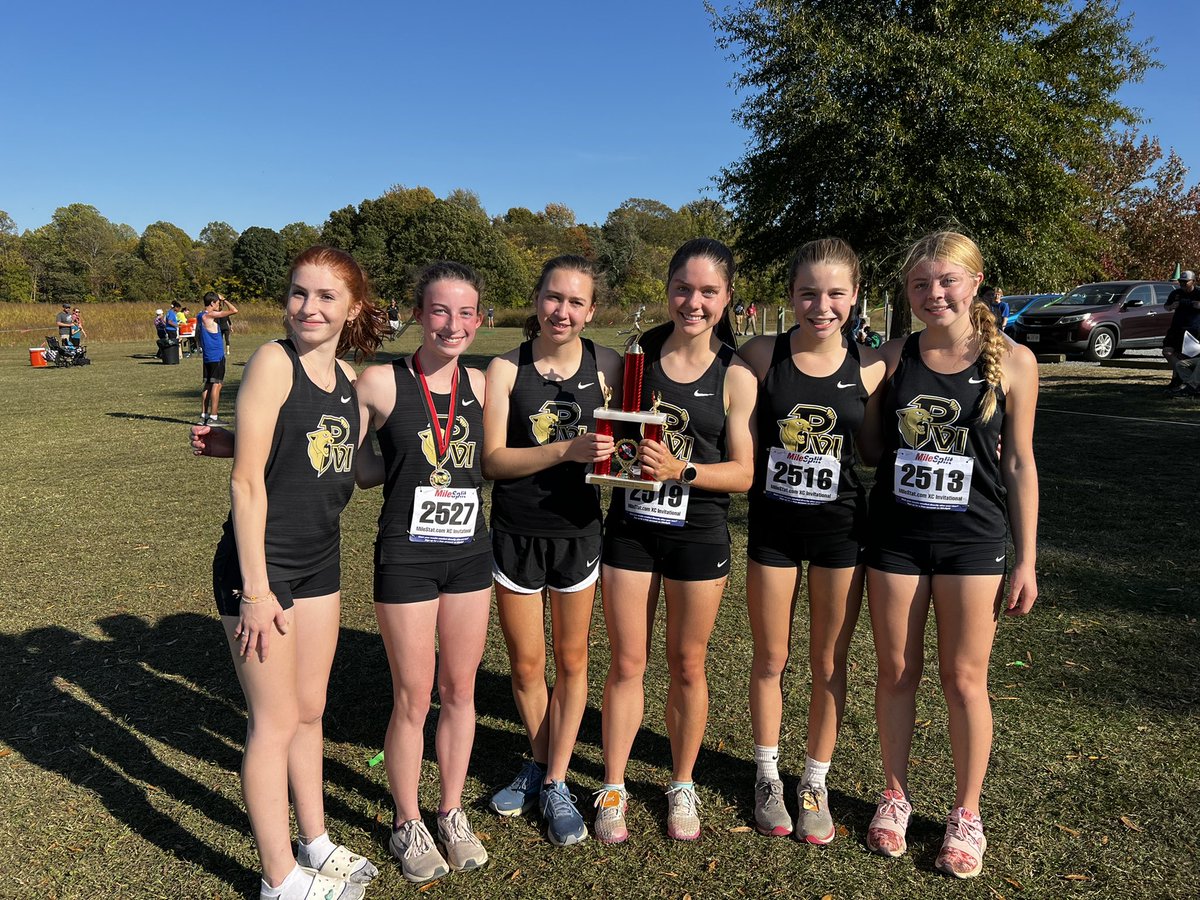 PVIPantherXC's tweet photo. Congratulations Lady Panthers! 2nd place in the small school varsity and jv races; Camdyn - 11th place (varsity), Catherine - 18th place (varsity), and Aubrianna - 6th place (jv) 🖤💛🐾🎉🏆 #TeamPVI #PVIPantherPride #2022milestatxcinvite @PaulVICatholic @pvisports @milestatdotcom https://t.co/4Ka3S2RQWH