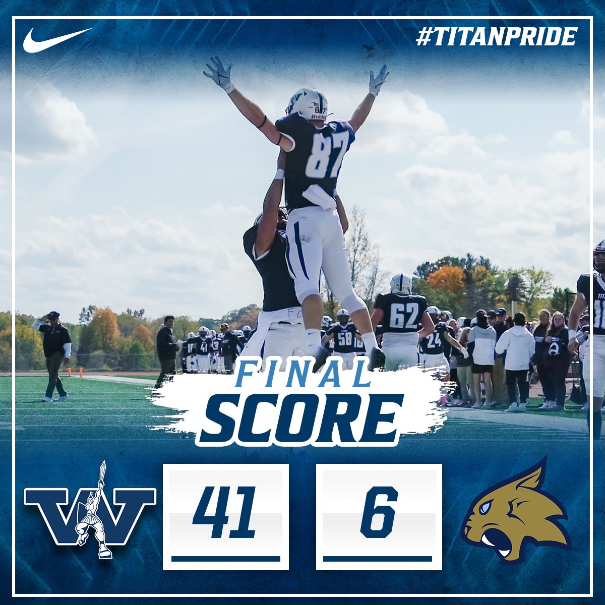 Senior Damon Maul scored 2 touchdowns in a big 41-6 homecoming victory over Thiel. #titanpride