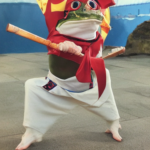 Which is the better "frog with a katana" image? #stablediffusion