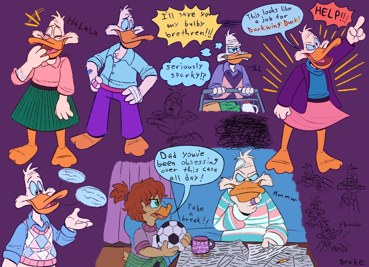 purpleterror91's tweet photo. #DarkwingDuck
Here's DW wearing some cute outfits! He is so very gender https://t.co/q9icChbVUM