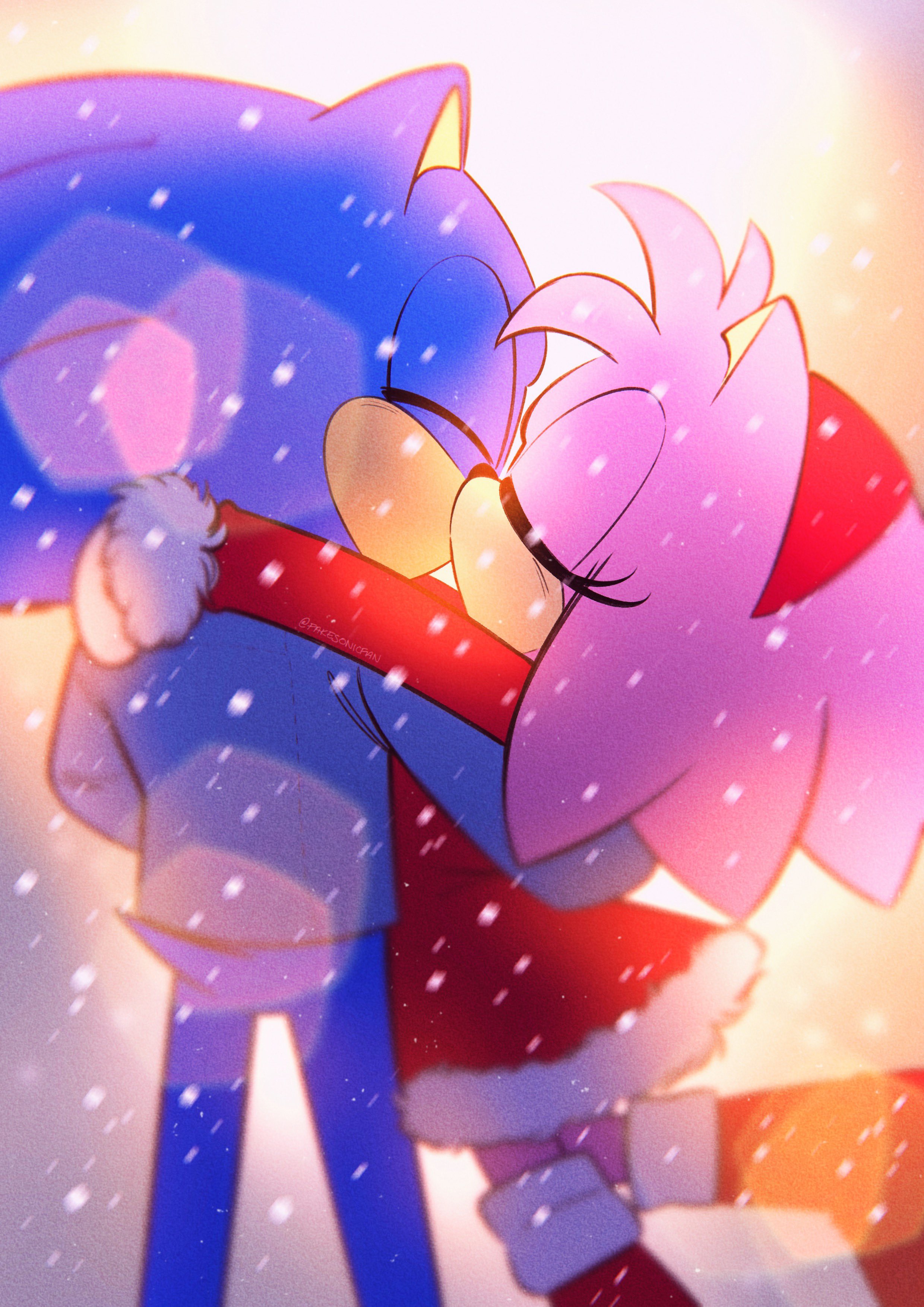 NOT MY ART!!!! amazing adorable Sonamy art by @Steffy_bs on