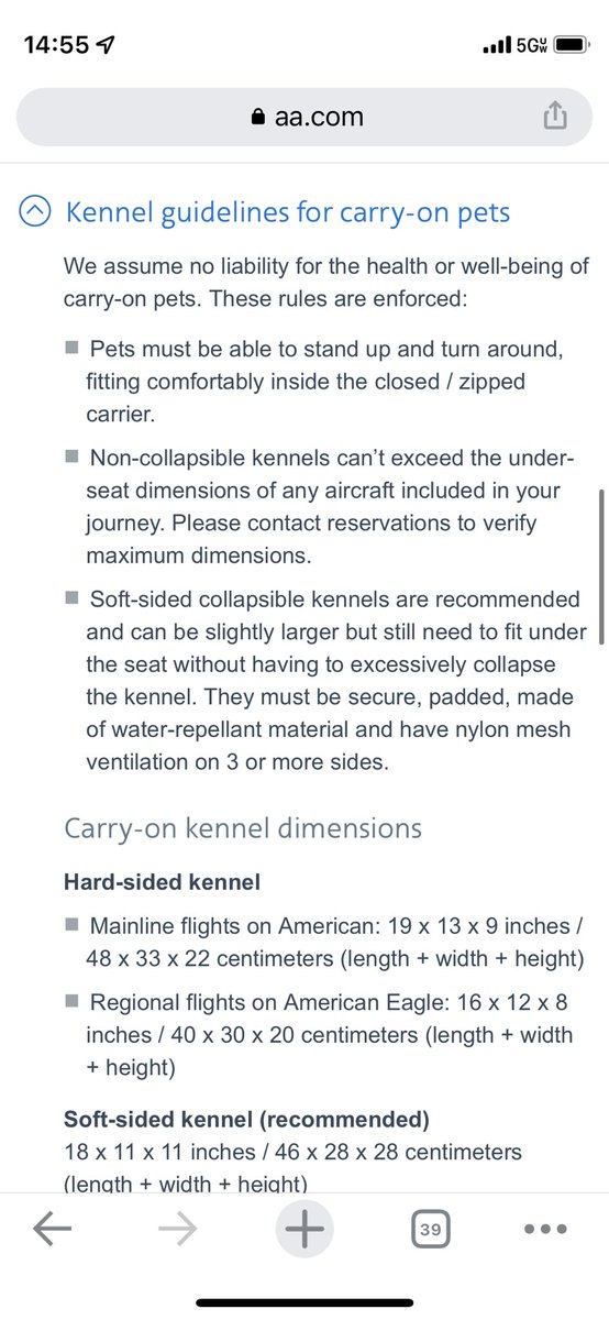 yuralee's tweet photo. @AmericanAir flying PDX-LAX today with my dog (11 lbs, kennel 8x11x11) and supervisor won’t let me check in bc my dog touched the sides of kennel while turning around inside his kennel…?! She says she can’t give me refund (first class ticket) also bc I didn’t read rules. I did. https://t.co/DE2jeeIbpd