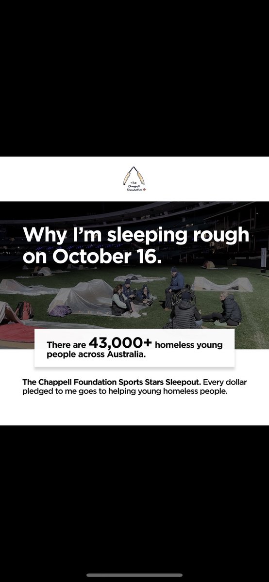 Tonight I’ll be sleeping out for <a href="/thechappellfndn/">The Chappell Foundation</a> raising $ for homeless youth. It’s not too late to donate, if you can (link in bio). All funds go to charity partners 🙏🏻