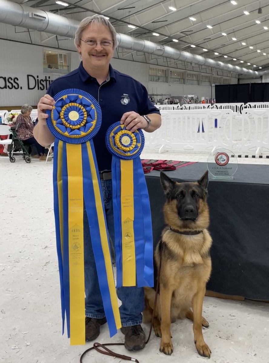 Gunnar_GSD's tweet photo. Dad &amp; I are in Ocala, FL for the GSD Club of America's National show this week &amp; I was extra good! We placed 1st all 3 days in both Novice B &amp; Preferred Novice, &amp; I was the High in Trial for the regular and preferred classes! Dad is very proud of me!   #dogsoftwitter https://t.co/eLujq2XteU