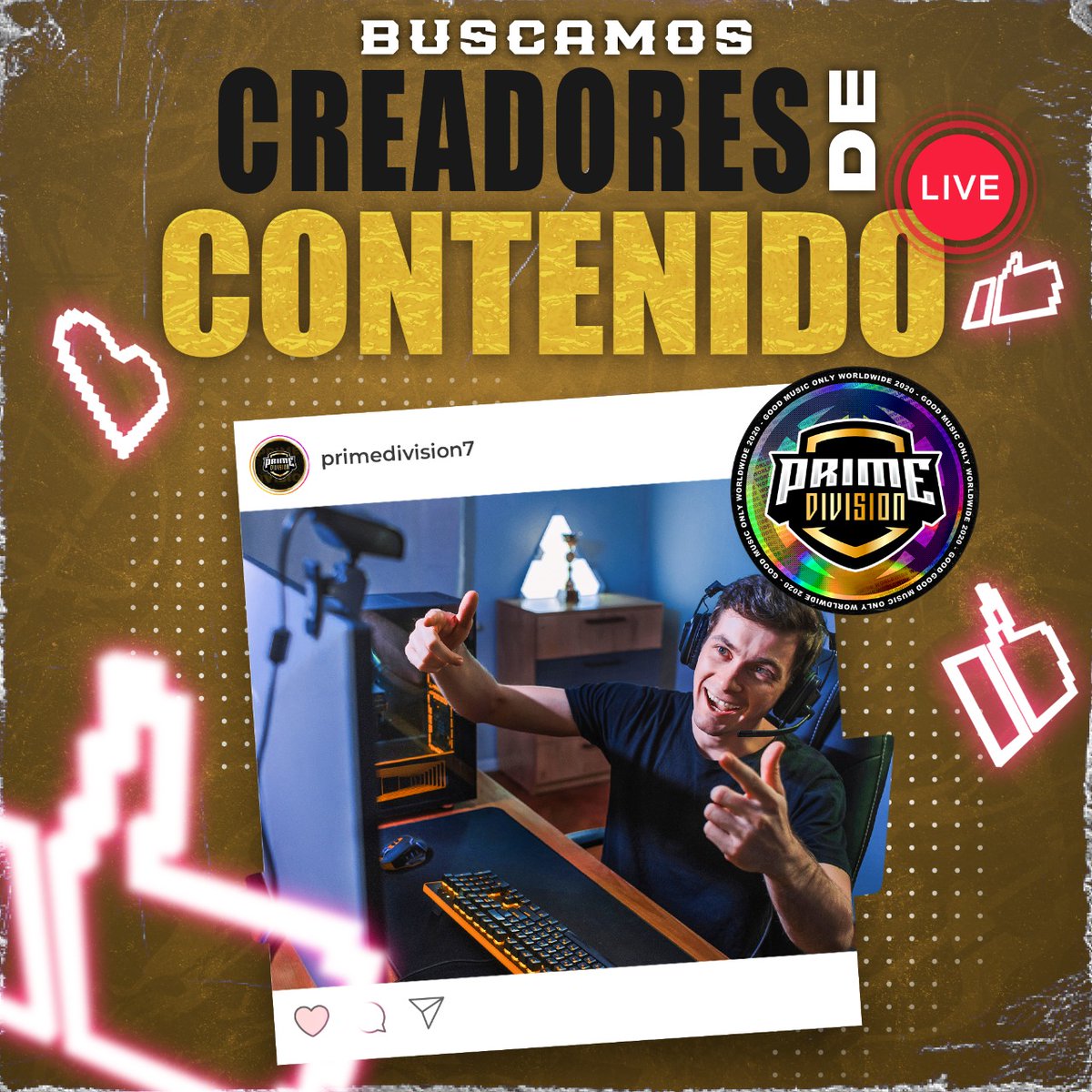 ¡BUSCAMOS NUEVOS CREADORES DE CONTENIDO¡

¿Eres creador de contenido y te gustaría formar parte de Prime Division?

¡llena el formulario! 👇🏻👇🏻👇🏻

▶️docs.google.com/forms/d/19TEOA…

#weareprime
#valorant
#overwatch
#creadordecontenido