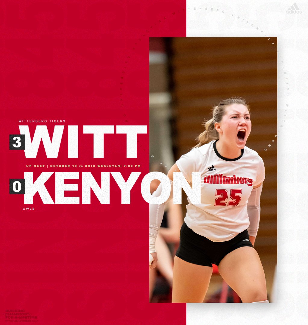 The No. 11 Tigers swept Kenyon in three sets today (25-8, 25-11, 25-17)! #TigerUp