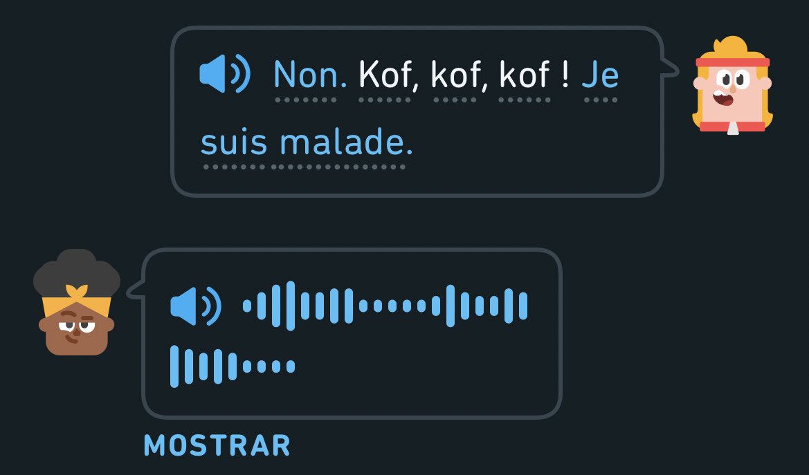 Marite_hormiga's tweet photo. Creo que @duolingo a veces se pasa pidiéndole a sus estudiantes que hagamos correctamente en francés la onomatopeya de la tos. 
Y para colmo la hago mal 🙂 https://t.co/IeccM6iMv5
