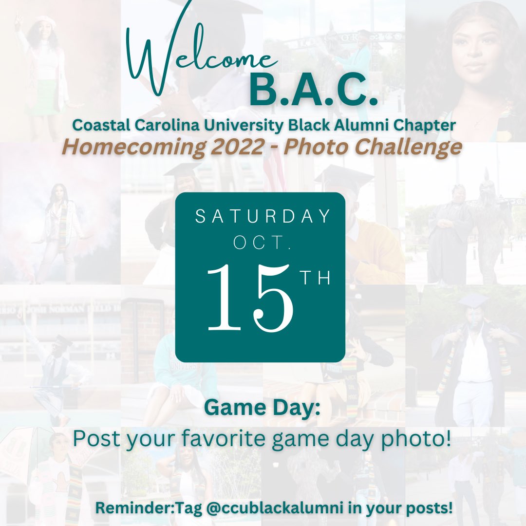 ccublackalumni's tweet photo. It’s been an AMAZING week and we thank you all for your participation! 🌟

Post your favorite game day photo and be sure to tag us! 👌🏽

#WelcomeBAC
#CCUHomecoming
#CoastalBlackAlumni
#ComeBACGiveBAC https://t.co/aThn9W2NSN