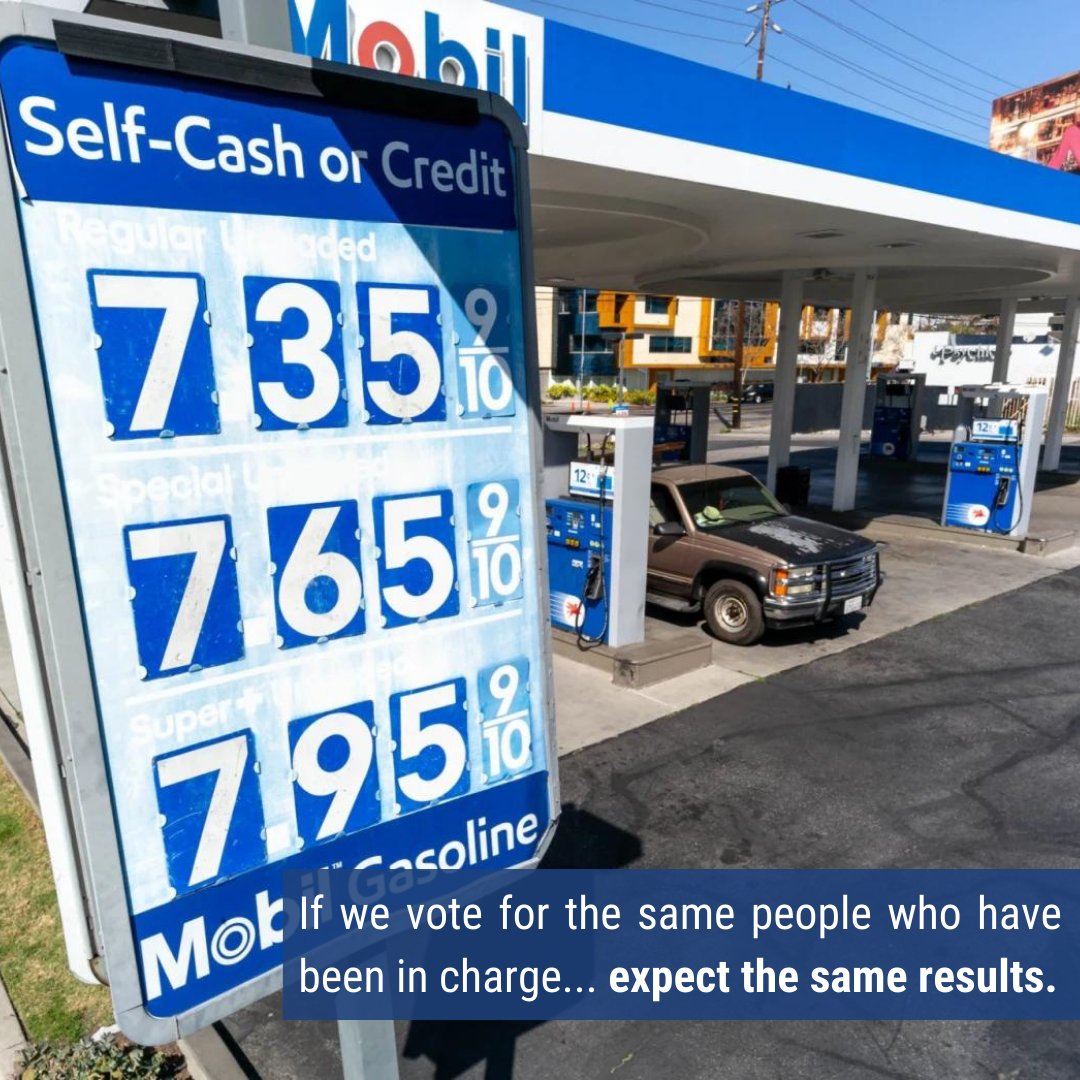 BartlettForCA's tweet photo. There are actions we could take to try to stop rising gas prices, but California's leaders refuse to do anything about it. Stop letting politicians play the blame game - vote for change this election! https://t.co/h3KTptFY8l