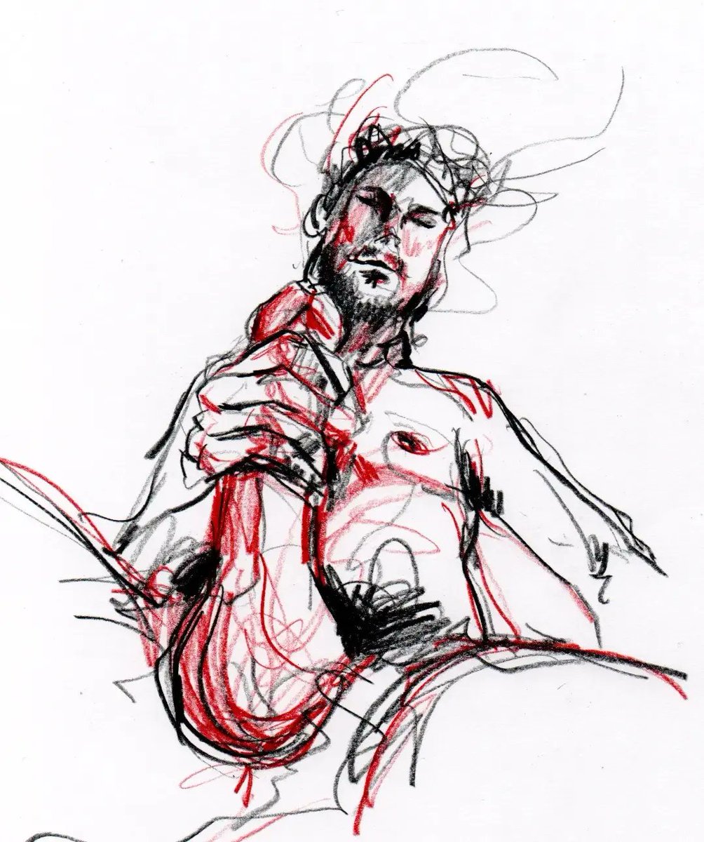 aacc5270's tweet photo. Finally joined an online drawing session, the last 10 minutes pose is such a happy ending❤️🍆💦

#gay #gayartwork #gayerotic #colorpencil #malefigure https://t.co/m23XC19OL2
