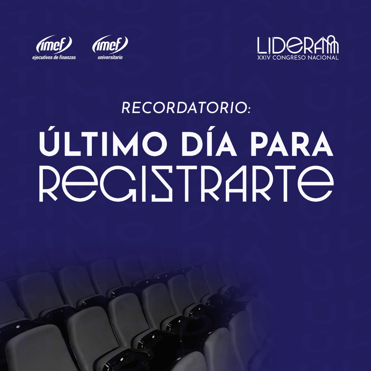 IMEFuCongreso's tweet photo. No te quedes fuera. Únete a nuestros ponentes, concursos nacionales y más. Hoy último día para poder registrarte y poder asistir al evento de universitarios más importante del país.

#LideraLaExperiencia https://t.co/9UFwDEbR5e