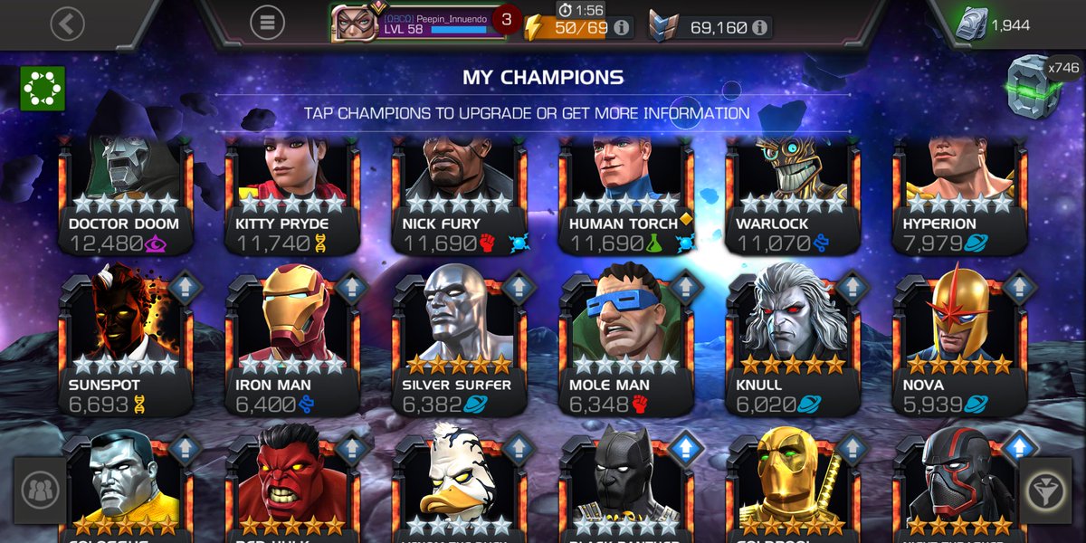 DeepDaemon's tweet photo. @ContestChampion ...(2/2) When do you think is a good time to focus on 6* over 5* for rank up resources? I'm just starting 6.2, and want to focus on story and EQ, maybe some solo incursion... No active alliance, and not feeling BGs yet. P.S. Been playing With MooMan, he's great! https://t.co/V8OFtD85h1