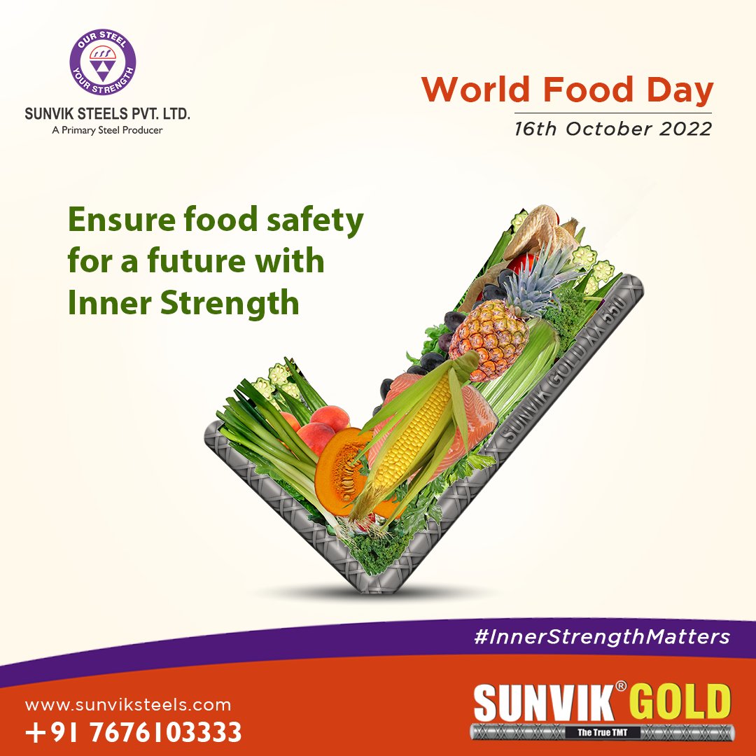 Sunvik_Steels's tweet photo. Food safety is one of the most important things that we must take care of in order to build a healthy tomorrow. This World Food Day, let’s promise to ensure food safety.
#InnerStrengthMatters #SunvikSteel #WorldFoodDay #WorldFoodDay2022 https://t.co/scyO2p9H0J