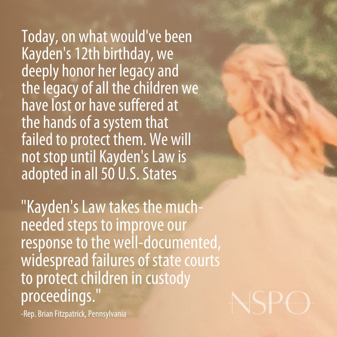 safe_parents's tweet photo. Today, on what would've been Kayden's 12th birthday, we deeply honor her legacy and the legacy of all the children we have lost or have suffered at the hands of a system that failed to protect them. We will not stop until #KaydensLaw is adopted in all 50 U.S. States. https://t.co/fbPNGYEkEC