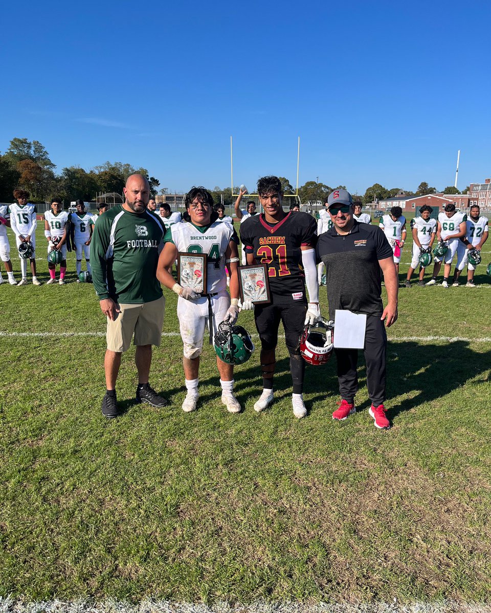 Congrats on Jr. LB/RB Chris Ayala on winning the Vinny DeRiggi Most outstanding player award today vs. Sachem East. <a href="/chrisayala826/">Chris Ayala</a>