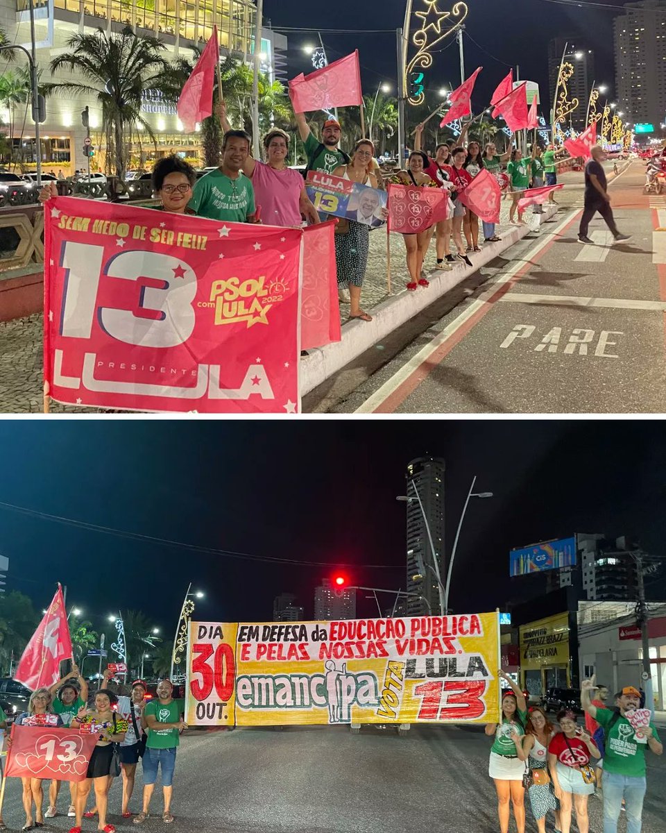 vivireispsol's tweet photo. Finalizamos o sábado de campanha na Doca. A chamado da Rede Emancipa de Educação Popular marcamos o dia da professora e do professor com bandeiraço e distribuição de materiais de campanha do Lula. 
Em defesa da Educação vamos de #Lula13 
#LulaPresidente1️⃣3️⃣
#PsolComLula https://t.co/r8eQNOaVjM
