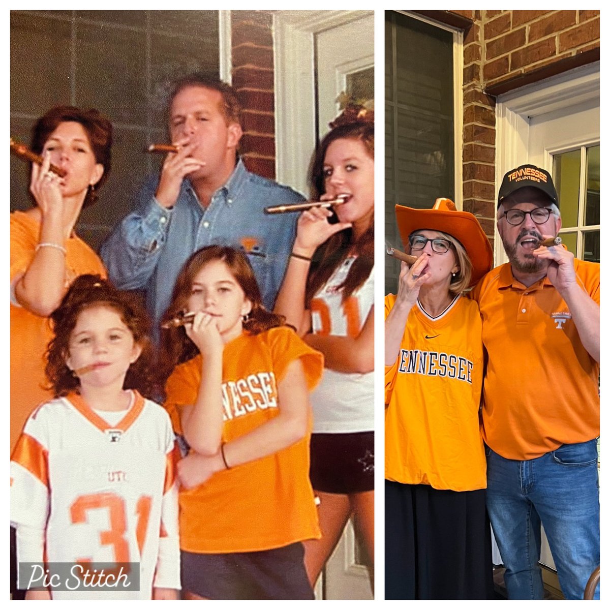 BishopBC's tweet photo. Well 15 years later the kids are all grown, I have gray hair, Amy is as pretty as ever but we all still love the Vols. This has been a very special third Saturday in October. #VFL #tennessee #BeatBama #rockytop https://t.co/mZ6j4gYpor