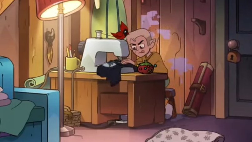 astrolavas's tweet photo. TOH SPOILERS //

the fact that hunter CANONICALLY got rly passionate abt sewing makes me just..... so so happy LIKE YES. GO YOU, SO REAL, SO TRUE, he's so proud of himself https://t.co/dNx3K58pzb