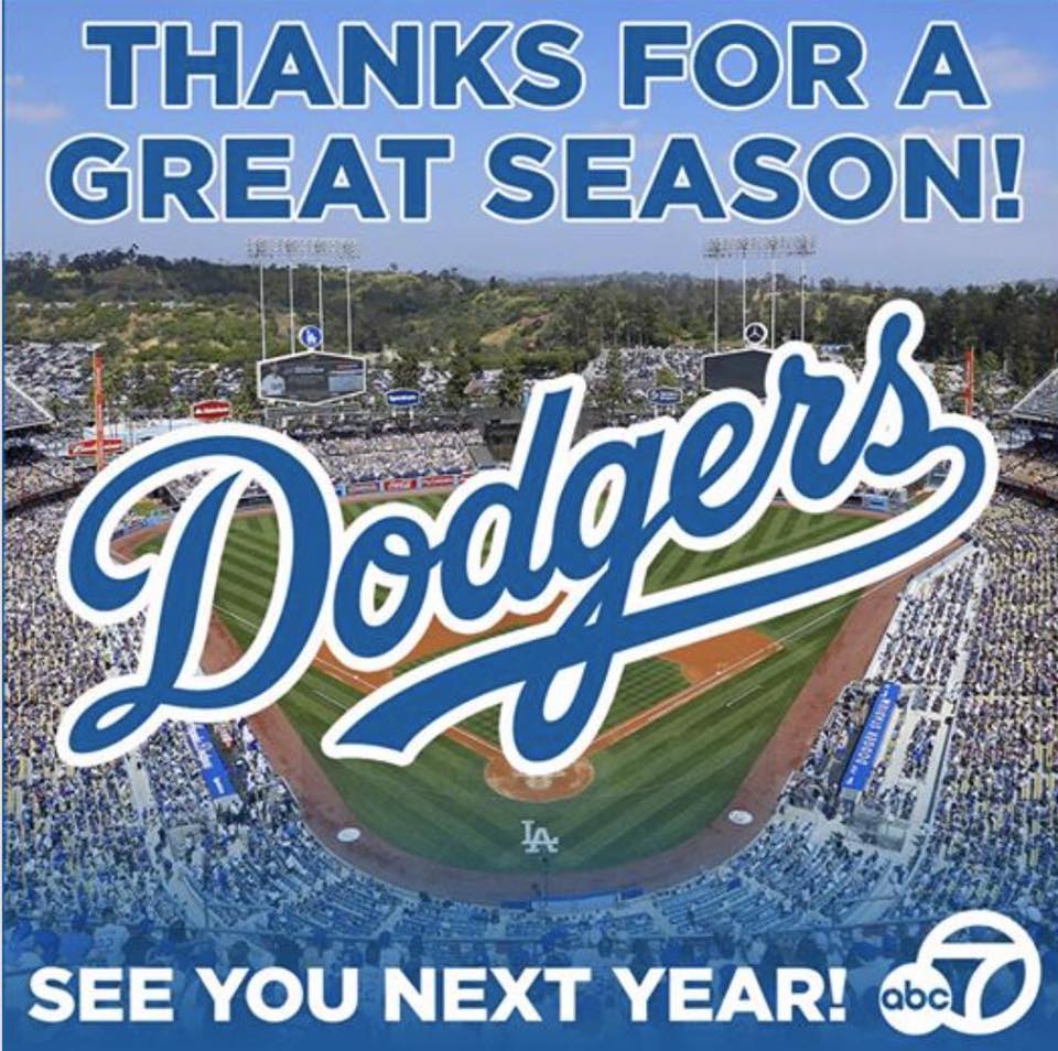 ABC7's tweet photo. Thanks for a great season, @Dodgers! https://t.co/HAk5ARH4yd