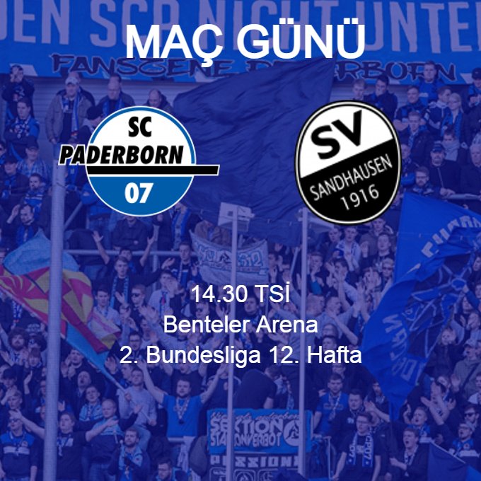 SCPaderbornTR's tweet photo. MAÇ GÜNÜ!

SC Paderborn X SV Sandhausen 
⏰ 14.30 TSİ 
2. Bundesliga 12. Hafta 
🏟️ Benteler Arena 

#SCPSVS #SCP07 https://t.co/9q0ePGauQV