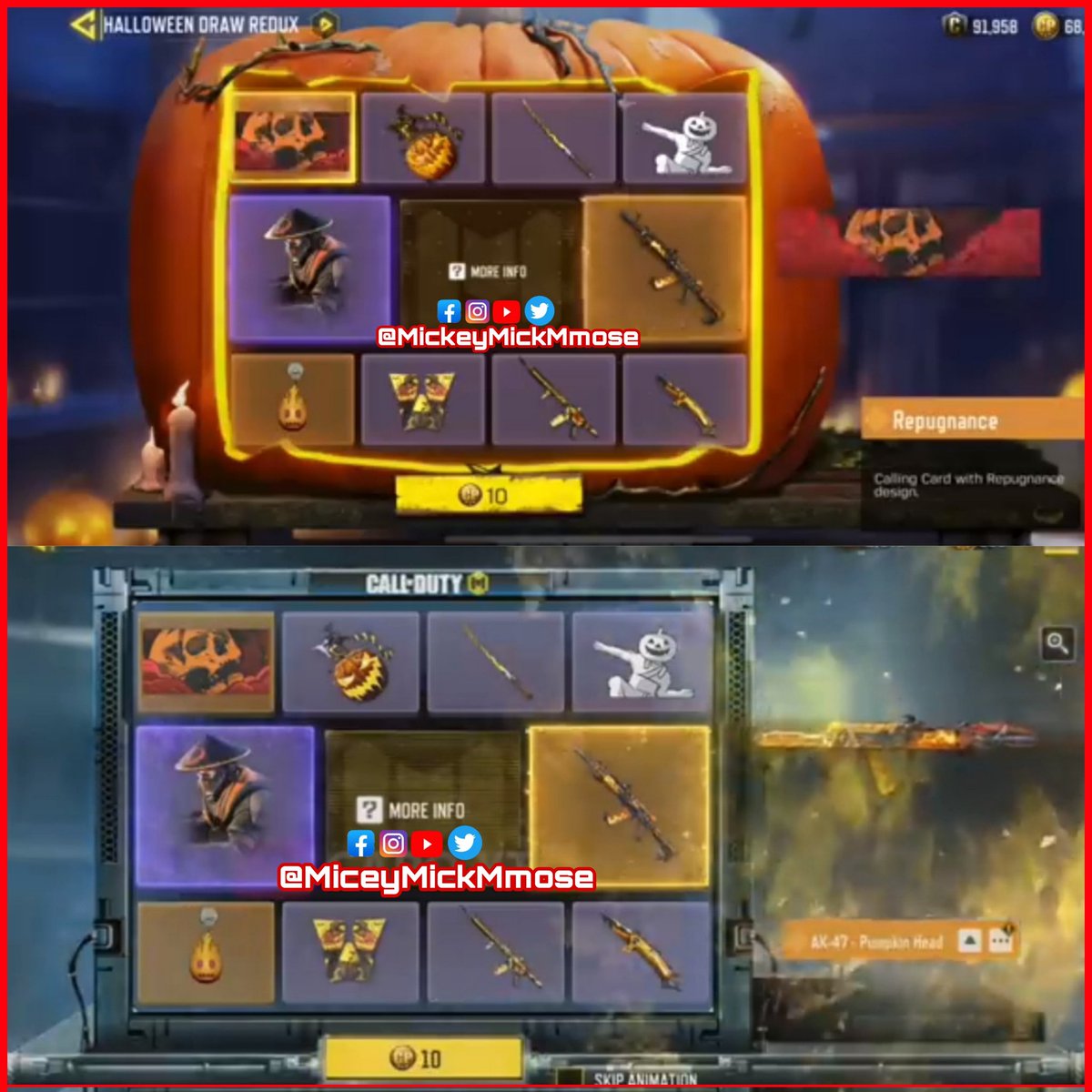 MickeyMickMmose's tweet photo. 👻«halloween draw redux» lucky draw will be available from october 23rd to november 6th. event server global🎃😎👌
😮Maybe someone can get it in your exclusive arsenal in Server Garena.🤔🤐
#CODMCN #CODM #CoDMobile #codmobilepart https://t.co/A5BszK0MOG