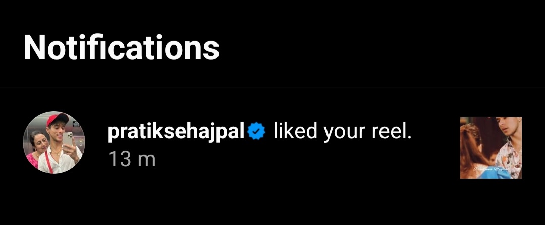 Love_Praleena's tweet photo. The best Notification ever!
Finally I got like from @realsehajpal on Instagram 
Thank you ❤️ 

#PratikSehajpal 
#PraLeena #DevoleenaBhattacharjee https://t.co/MzWEsD1eqG