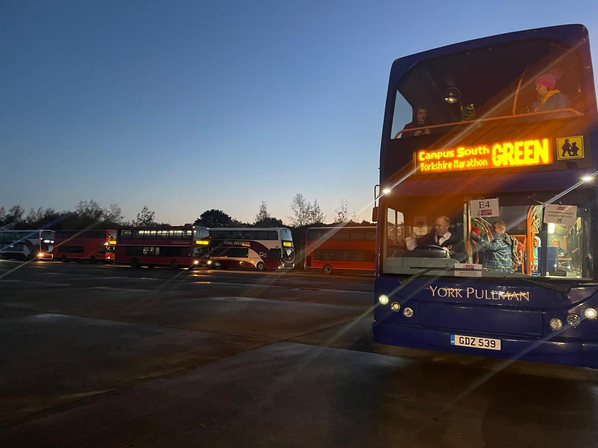 YorkPullmanBus's tweet photo. Today is The Yorkshire Marathon day and once again York Pullman are providing transport shuttles from York Station and Elvington Airfield and spectator shuttles to viewing points at Dunnington and Stamford Bridge #green #blue #marathon198 #corporaterelay https://t.co/ldFoNuly6d