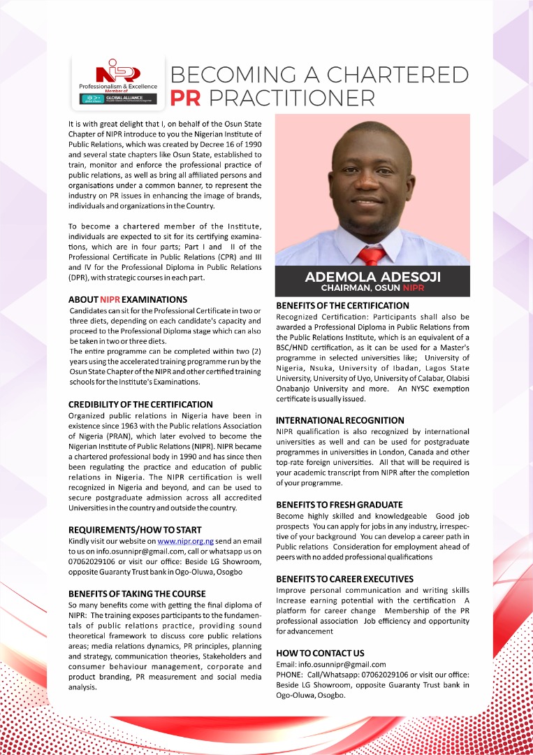 OsunNipr's tweet photo. How to become a chartered PR Practitioner https://t.co/CDW1AWcz7a