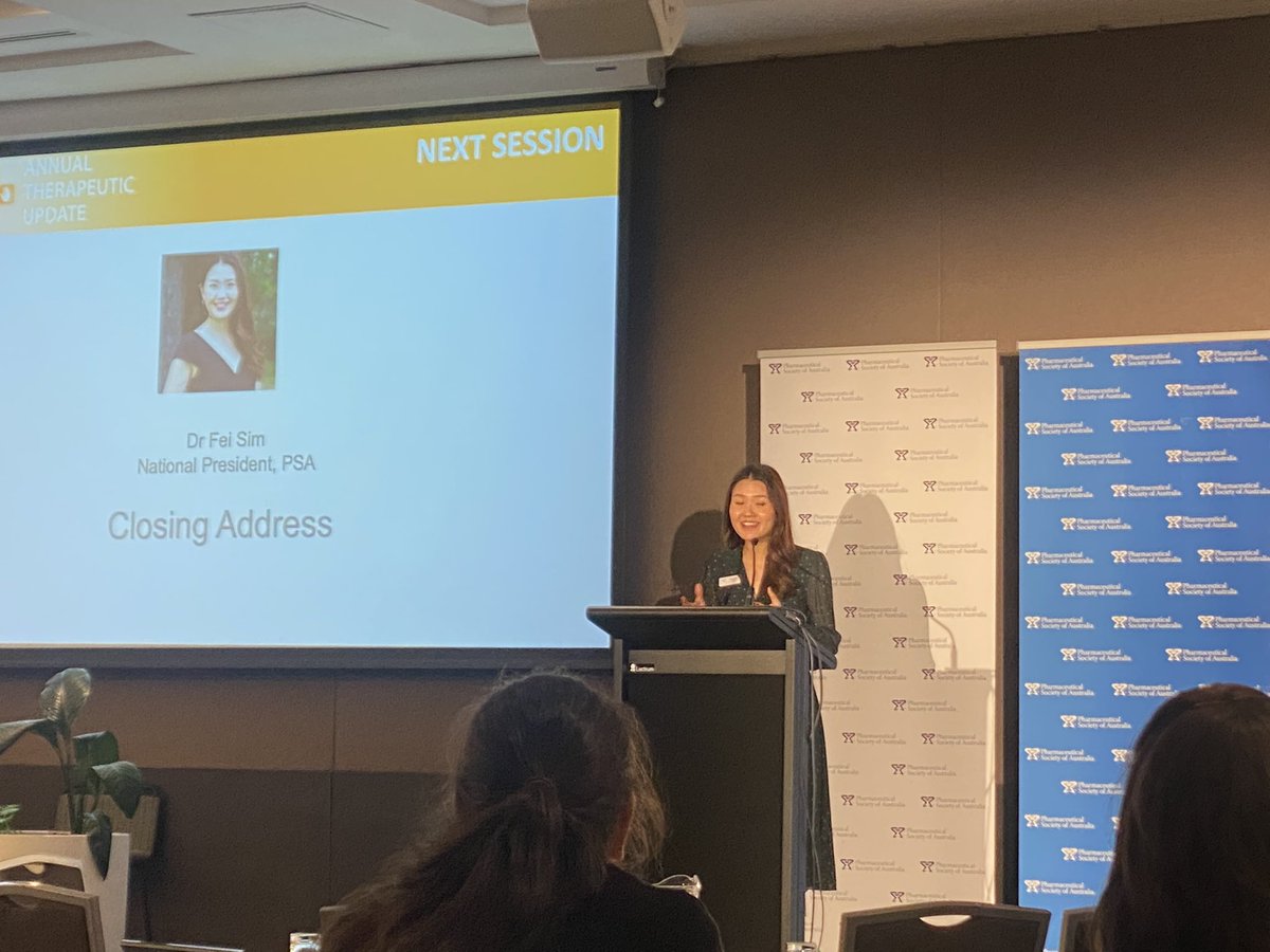 Chris_Camp6ell's tweet photo. What a closing by PSA President @DrFeiSim - wonderful story telling to highlight the top 3 take aways 
1. QLD The state of pharmacy innovation
2. We must provide care through the lens of the people we are helping 
3. We live and work in one, interconnect health system #QldATU22 https://t.co/qA0w0Twhyd
