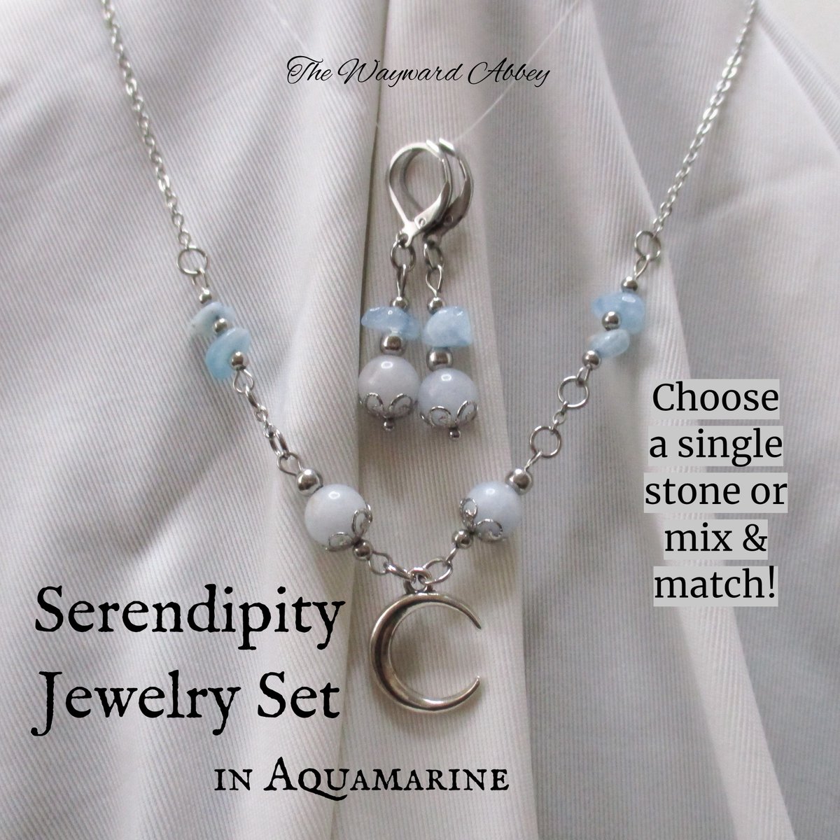 WaywardAbbey's tweet image. Serendipity Jewelry Set
Here in Aquamarine

Earrings &amp;amp; Necklace can be purchased as a set or separately. Earrings can be on latch-back hoops (pic) or wire hooks.

etsy.com/listing/108620… 

10% of all October sales will be donated to Breast Cancer Research Foundation.