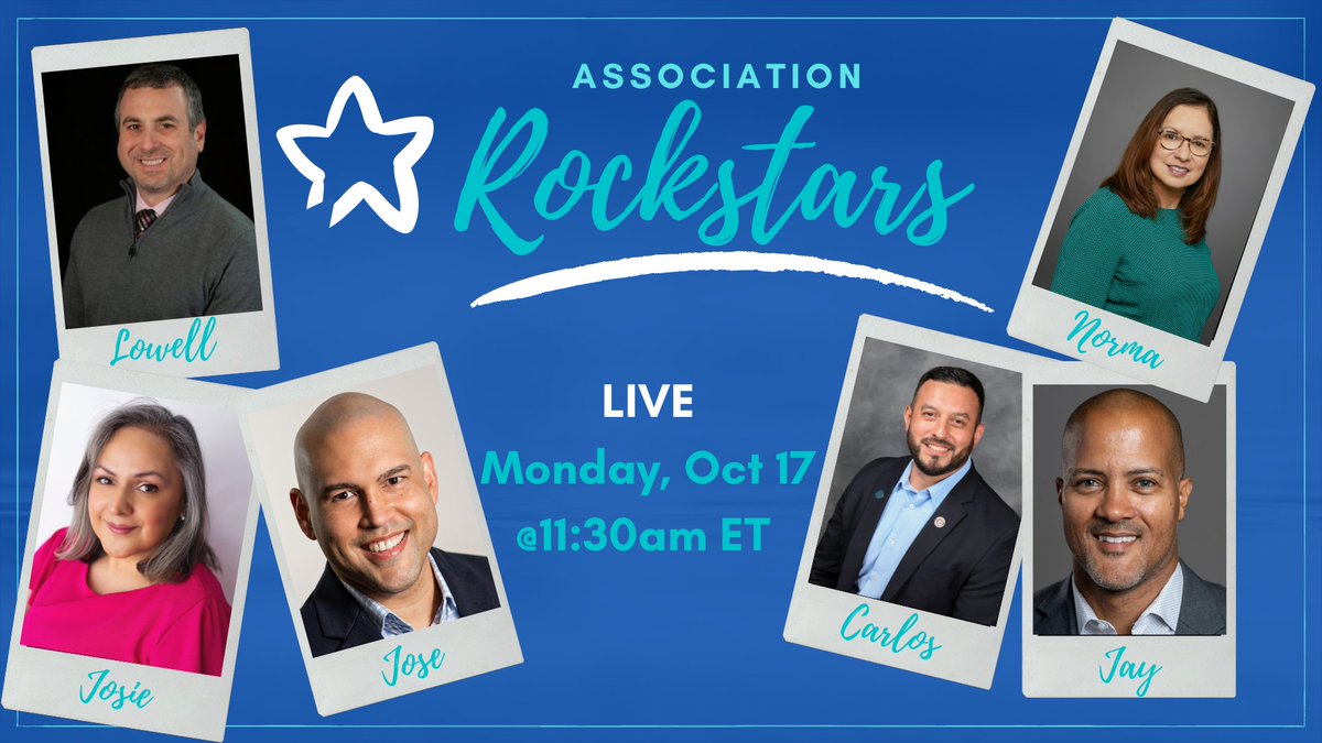 AssocLatinos's tweet photo. Monday, Oct. 17-11:30am ET - Association Rockstars.

We will share our journey, current state of Latinos in associations, opportunities that lay ahead, our mission of increasing Latino leadership, representation, and inclusion in associations.

https://t.co/PS0X5XHs1D https://t.co/dgH3pni5Wh