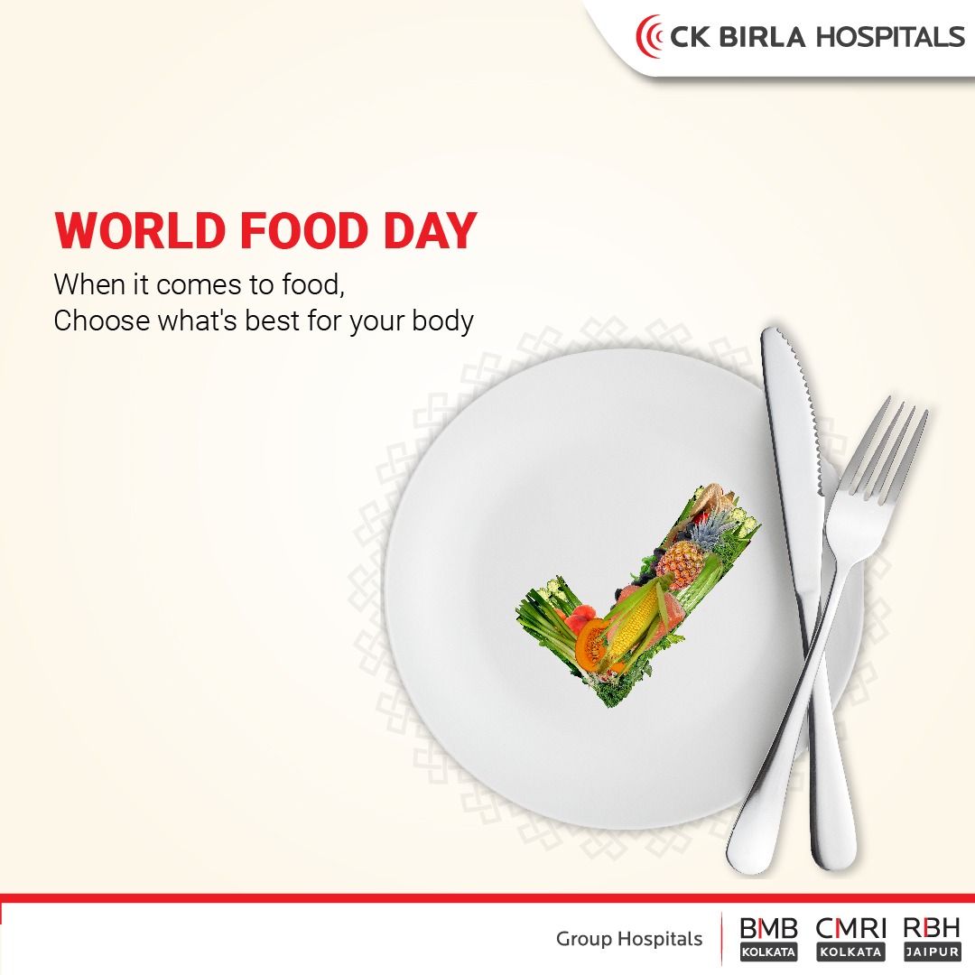 CMRIKolkata's tweet photo. Anything you eat impacts your body in many different ways. This World Food Day, let's learn to make better choice when it comes to our food.
#CKBH #CMRIKolkata #CMRI #WorldFoodDay https://t.co/vOdOl4xySs