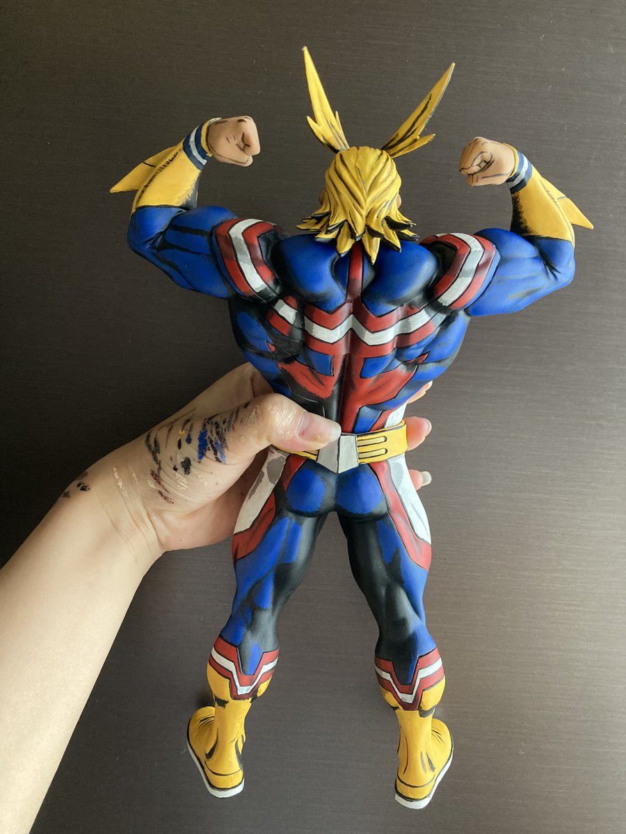 ranchi_74's tweet photo. 完成品第一号✨✨
無理やり完成にした感あるけど初めて完成させたリペイントフィギュアならいいかなと、、、自分に甘いところが出てしまった、、、世界に一つだけの私のオールマイトォォォ！！！！これからも好き勝手塗ります🫠💜よければ見てやってください🙇🏻‍♀️ https://t.co/8CkXNGypDe