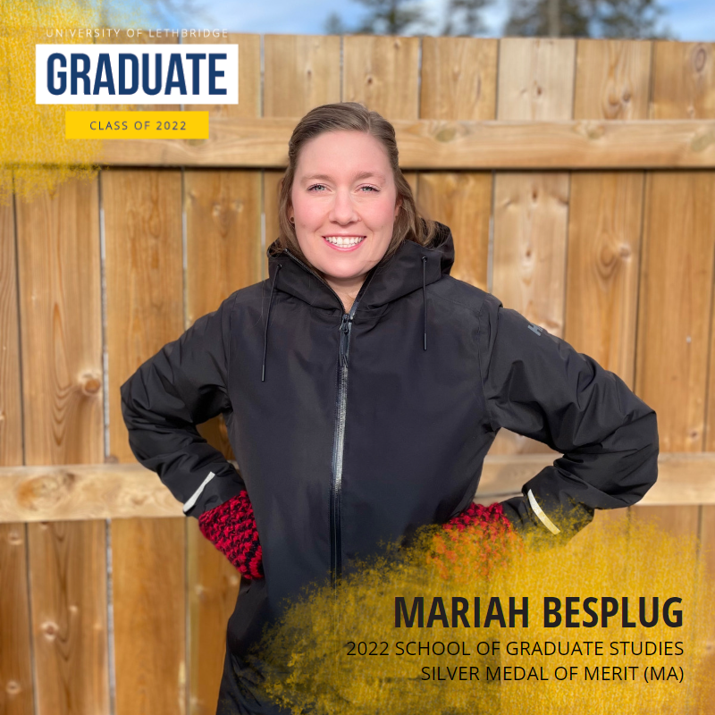 UofLGradStudies's tweet photo. Congratulations, Mariah Besplug! Get to know Mariah and hear about her experiences at ULethbridge. https://t.co/kMxdeEk4Uq #AmazingGradStudents #ULethbridgeGrads #UlethbridgeGradAwards #ulethgrad2022 #gradstudies #alumni https://t.co/POpRdjSu25