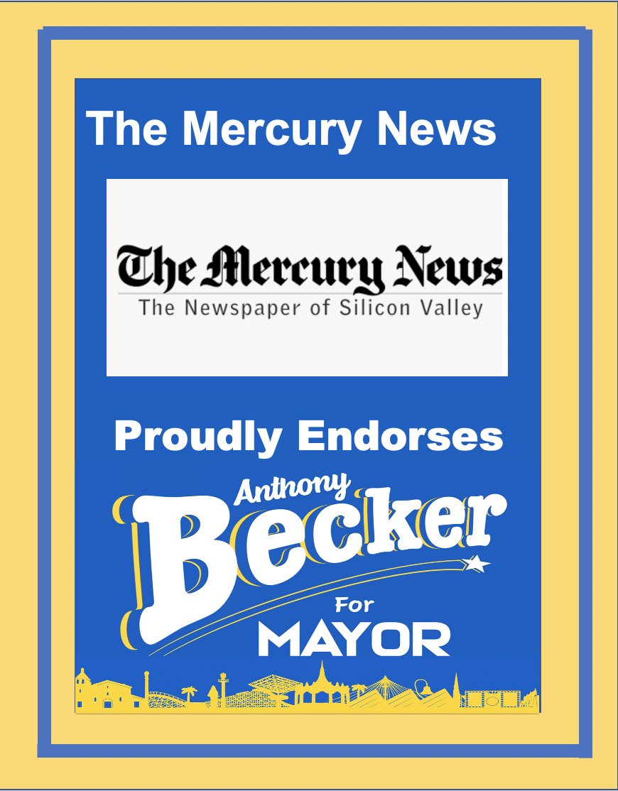 VoteBeckerMayor's tweet photo. Honored to have earned the endorsement of the Mercury News to be the next Mayor of the great City of Santa Clara https://t.co/vUsy95ddGv
