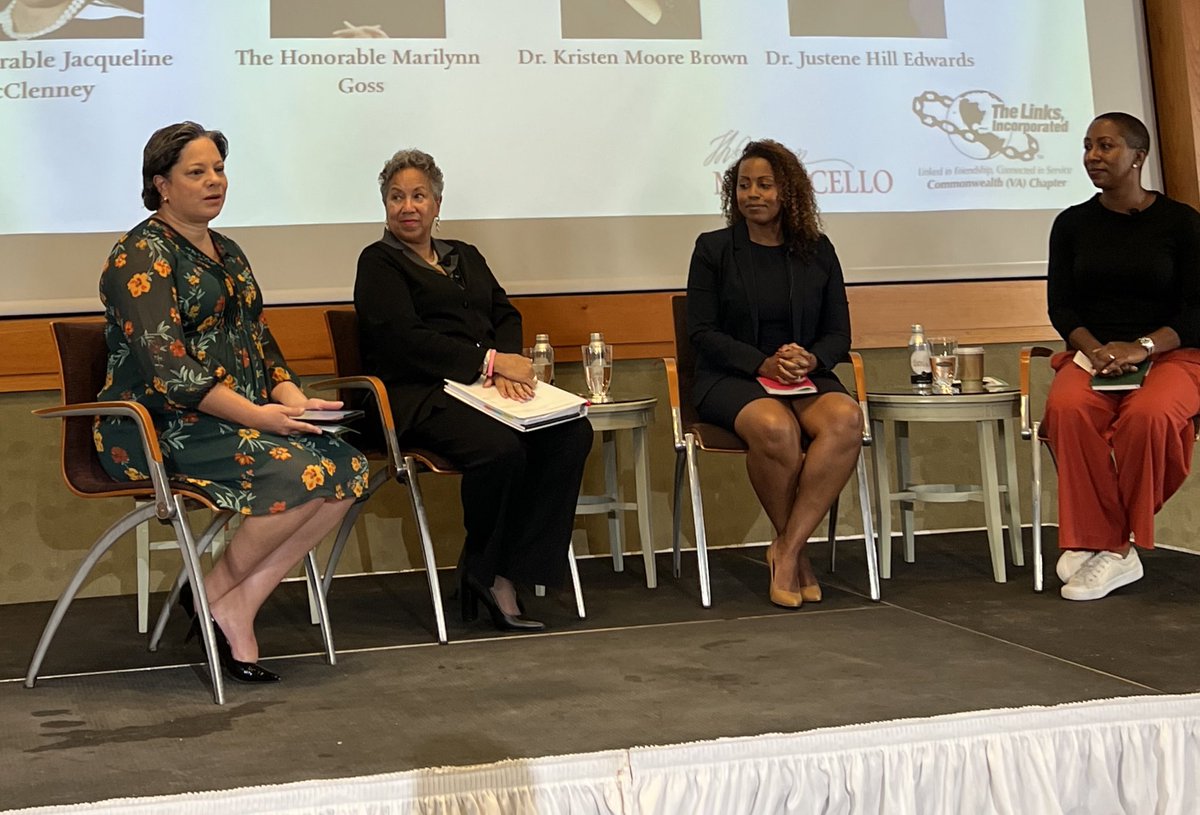 JennMcClellanVA's tweet photo. Thank you @CWVALinks, @TJMonticello and @UVA for inviting me to moderate a fantastic discussion on Democracy, African American Women and the Law as part of your Girl Talk Series. https://t.co/cxK5vDozoX